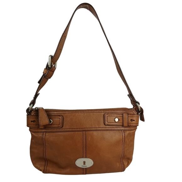 Fossil VTG MADDOX Shoulder Bag In Light Brown Leather 90's Y2K Style ZB5300 - Picture 2 of 7